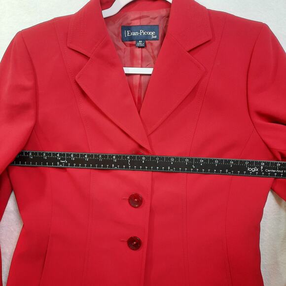 Evan-Picone 2 Piece Suit Blazer & Skirt Red Size 8P Work Career Professional - Picture 11 of 16